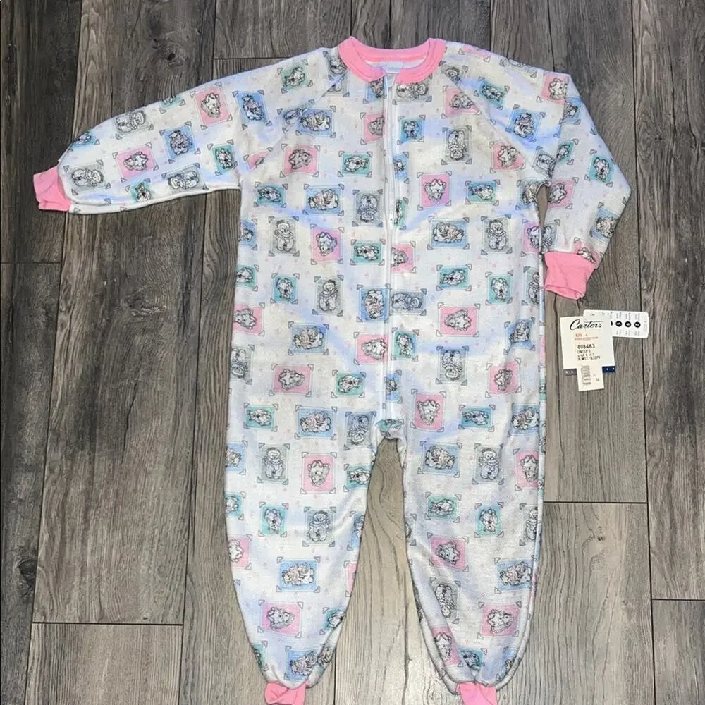 VINTAGE Carter's Cozy Footie Pajama - Pink and Blue NWT Size 6